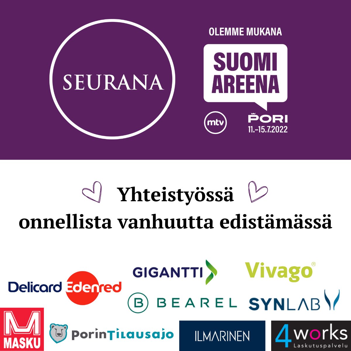 Olemme mukana SuomiAreenan Rantakadulla 11.7.💚 Olemme kumppanina Seurana Oy:n osastolla, tervetuloa mukaan!
#vivago #seurana #suomiareena #onnellinenvanhuus #turvallisuus #hyvinvointi