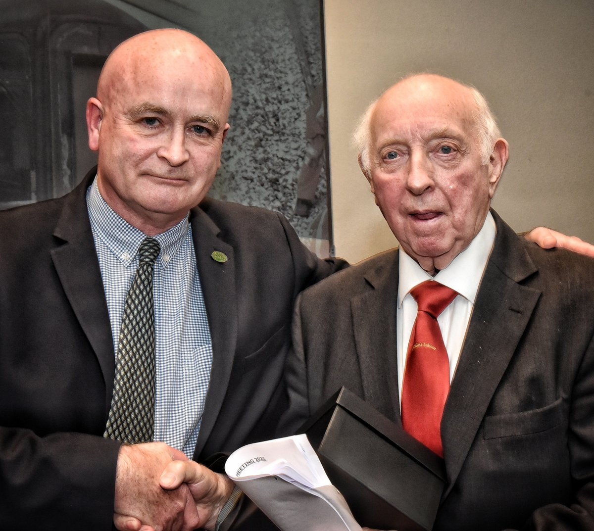 Arthur Scargill with Mick Lynch at the opening of the 2022 @RMTunion AGM yesterday.