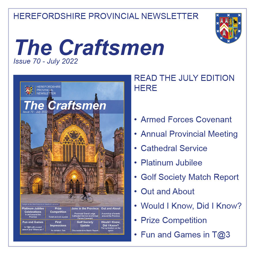 Herefordshire Freemasons - The July Issue of The Craftsmen is out today Read about the signing of the Armed Forces Covenant and more on our website herefordshiremasons.org.uk/the-craftsmen-… <a href="/DGLBMason/">PGM for Herefordshire, MEGS, Glos & Herefords</a> <a href="/hfdslightblues/">Caeruleum Club</a> <a href="/GrahamCKing1/">@GrahamCKing</a>
