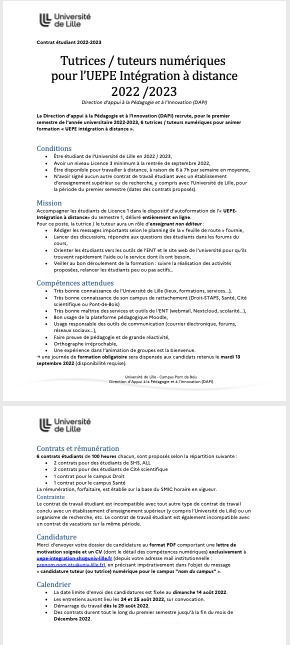 Offre de contrat étudiant!