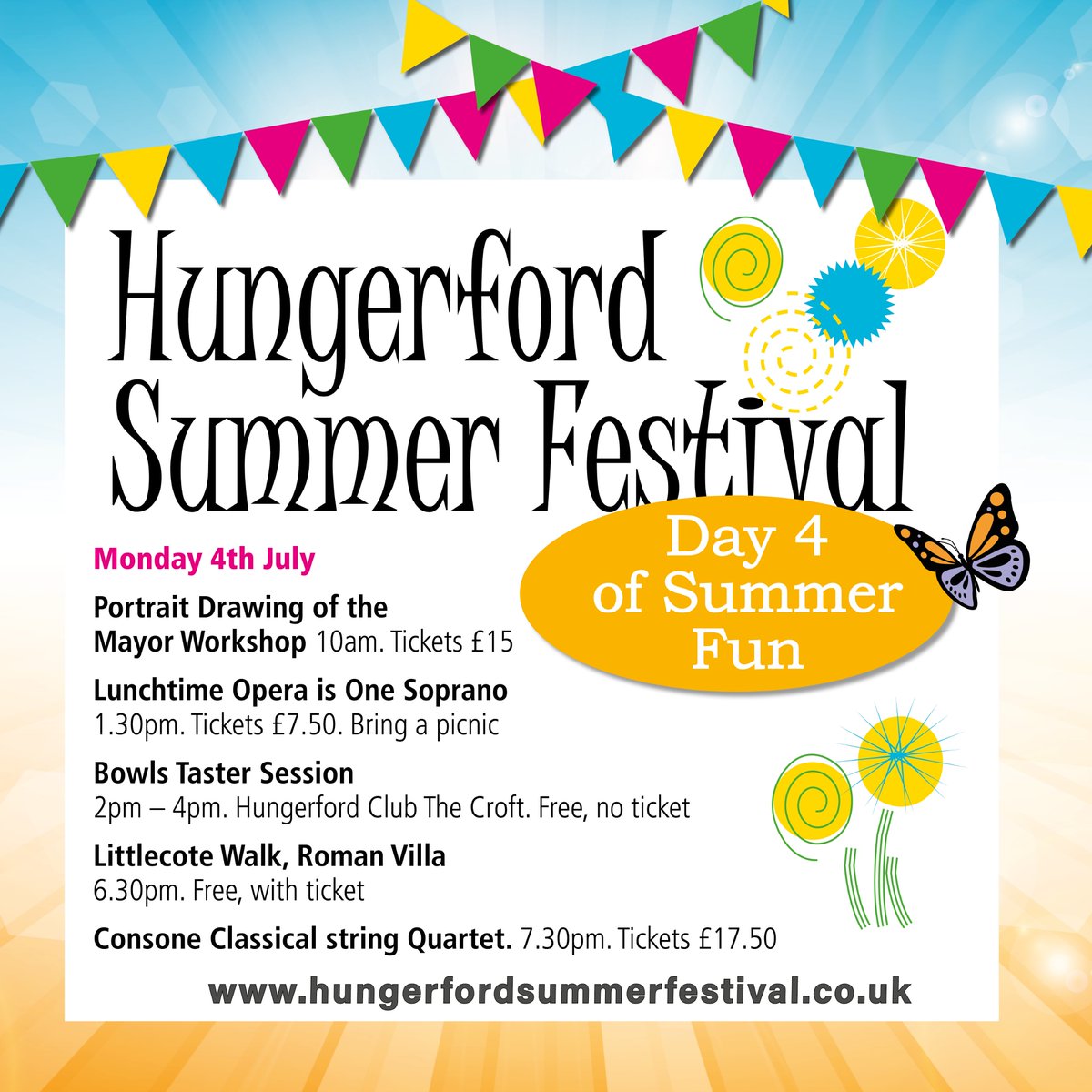 It's day 4 already at the Hungerford Summer Festival and there's lots to do today there's still time to grab some tickets though...
See you there!