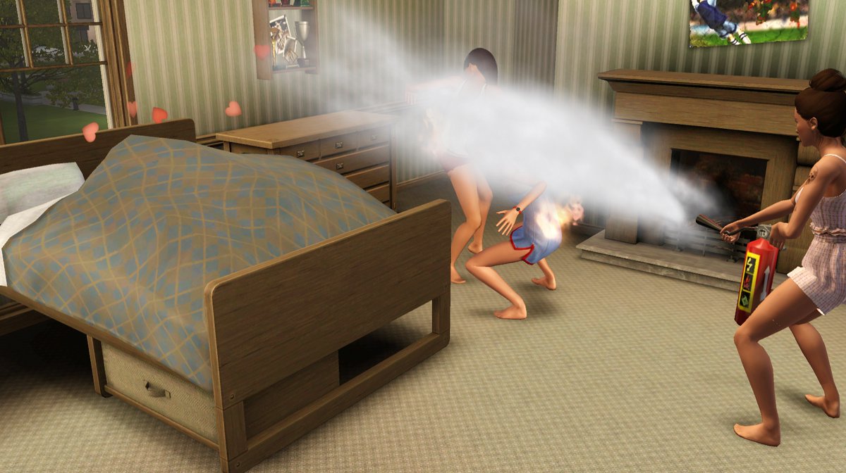 RT @PlumblobbyYT: just another normal day in the Sims... sims woohooing in bed and others on fire! https://t.co/4NOhDMC4WZ