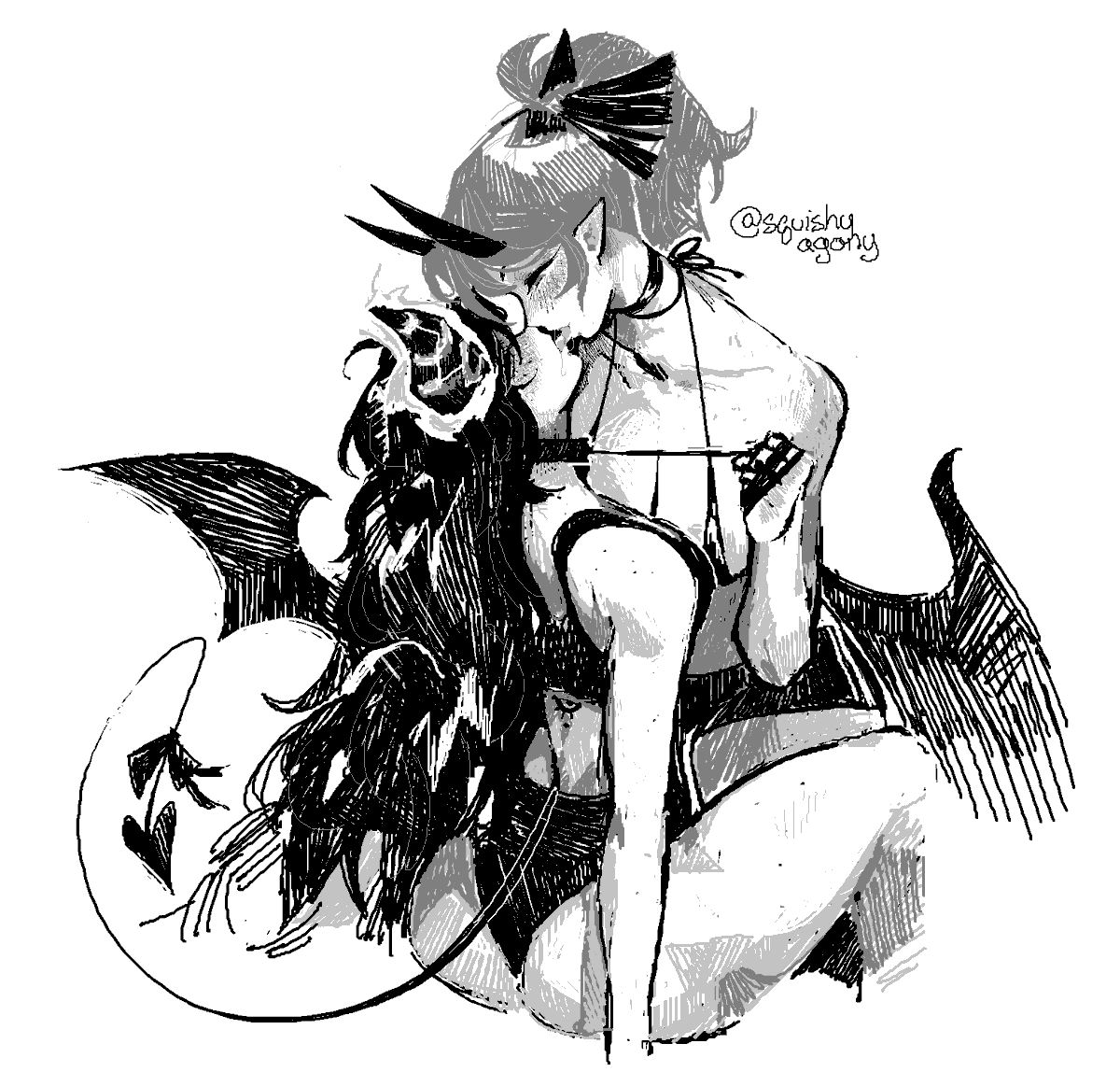 squishyagony's tweet photo. when mspaint is the only thing ive been drawing in lately 😳😳😳 have some demon ladies kissing :) https://t.co/MvyT1E5EcT