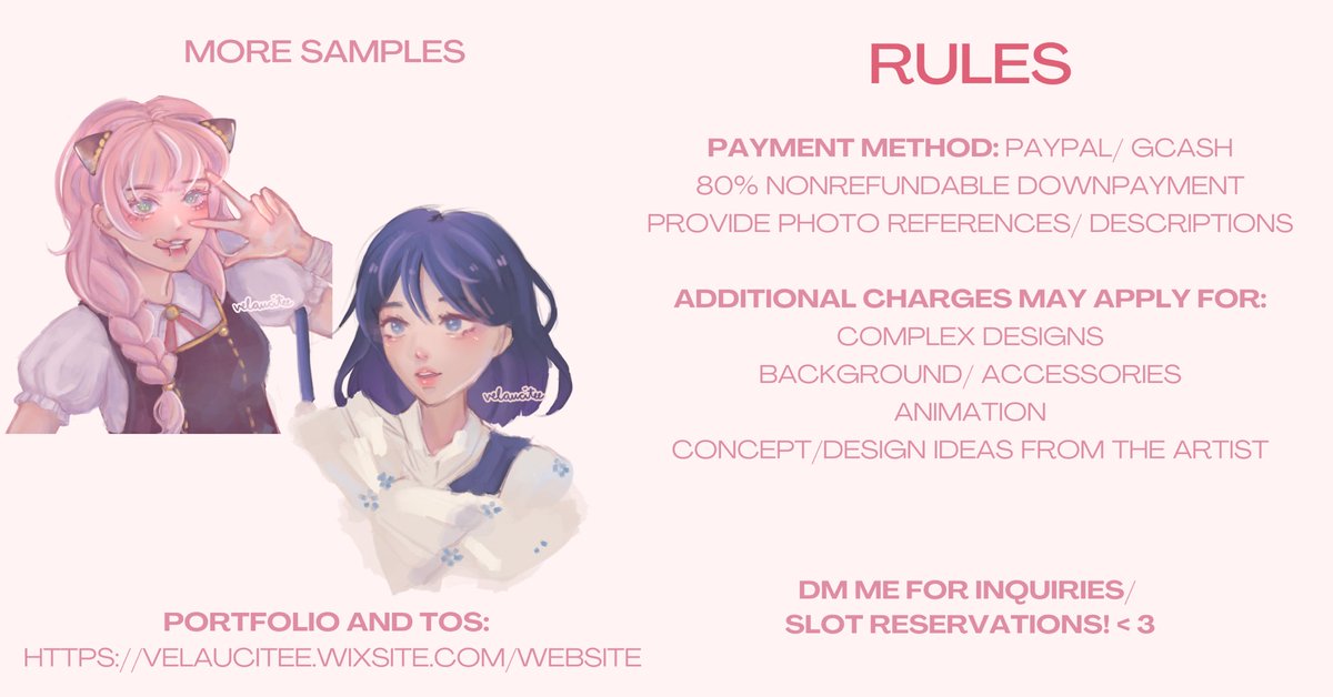 b4ckupmmilq's tweet photo. (´｡• ᵕ •｡`) ♡ COMMISSIONS OPEN !

likes and rts are highly appreciated!

will be opening my july commissions to fund my college needs :) feel free to send a dm to inquire/ place a slot <3

portfolio &amp; tos: https://t.co/j827ErPlCP

#artph #commissionsopen https://t.co/yxR6rO0Dst