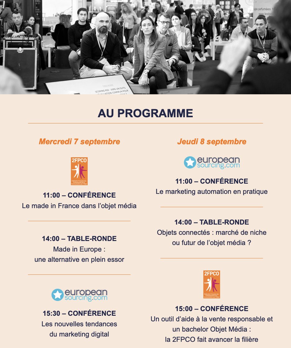 PremiumSourcing's tweet photo. 📣 𝗟𝗘 𝗣𝗥𝗢𝗚𝗥𝗔𝗠𝗠𝗘 𝗘𝗦𝗧 𝗘𝗡 𝗟𝗜𝗚𝗡𝗘
Assistez aux🎙️conférences et tables rondes #PremiumSourcing, en partenariat avec @2FPCO et @ES__Group ➡️ https://t.co/0YOkiYVWGQ
📆 7-8 Sept. 2022 #Paris
🎟️ Demandez un badge gratuit : https://t.co/bjuqnQvcgO
#objetmedia #objetpub https://t.co/GF1hjhR450