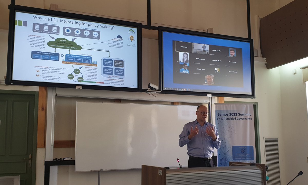 The keynote of <a href="/LievenRaes/">Lieven Raes</a>  presenting the history and current techological developments in #CitizenScience and #DigitalTwins from different projects <a href="/WeCOMPAIR/">WeCOMPAIR</a> <a href="/DuetH2020/">Duet</a> and #polivisu in #samossummit #samos2022 #smartcities