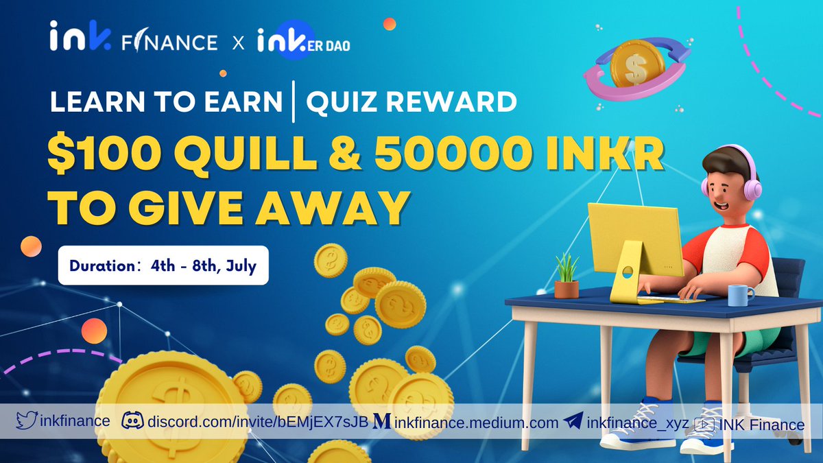 InkerDAO's tweet image. 🏆 Learn to earn #DAOs #INK #Web3 

🎁 $100 QUILL &amp;amp; 50,000 INKR 

☺️10 winners share QUILL, 100winners share INKR

 📰Read community AMA#2 recap to find out the #quiz  answer

 ✍️Finish quiz:gleam.io/competitions/r…