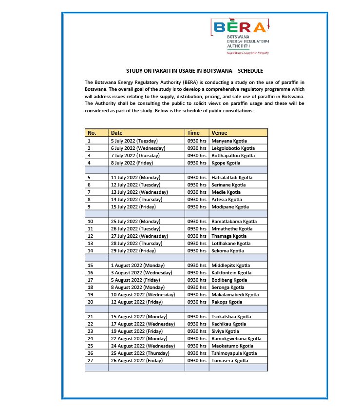 minerals_energy's tweet image. #PARAFFIN usage in Botswana Study, #Kgotla meetings schedule kicks off 05 July 2022 @Manyana village Kgotla conducted by @botswana_energy 🔥