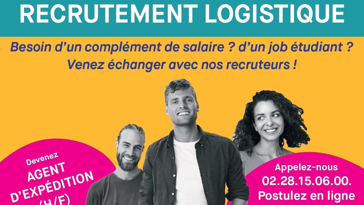 🗣️Leader Intérim #Montaigu recrute immédiatement pour le secteur de la logistique😀
✅Détails📞au 02 28 15 06 00 ou ICI: bit.ly/2McaUTX 
▶ N'hésitez pas à partager à vos contacts en recherche de #travail👍