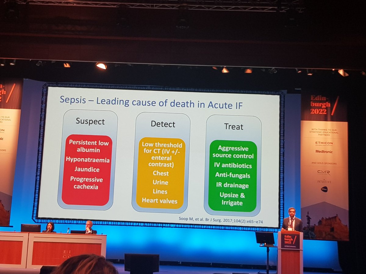 We're off to a great start on Day 1 of #ACPGBI2022! Following a fantastic talk by @philtozer1 on #AnalFistula, Michael Powar now emphasises the strategy in managing #IntestinalFailure #ColorectalFocus @ACPGBI @Dukes_Club