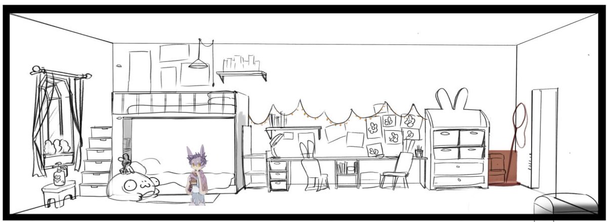 ArzuVenture's tweet photo. Concept art of Nadia's and Xavier's room! Can you tell which one of them owns the several items seen in their room? 

#arzuventure #gamedev https://t.co/KV0WCGkkwR