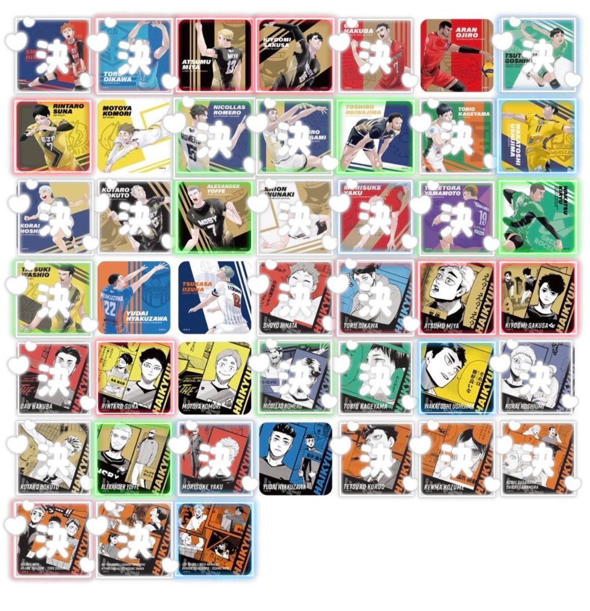 【交換/譲渡】
ハイキュー Vリーグ コラボ
アートコースター アトコ

譲￤宮侑・佐久早・尾白・角名・古森・牛島・平和島・ヨッフェ・桐生・百沢・飯綱・赤葦等集合

求￤130円/枚+送料 >> 菅原＆澤村 or日向カラー or 木兎カラー 

1BOX受注予定
 条件 ALT参照

 お気軽にお声かけお願いします𖠚ᐝ