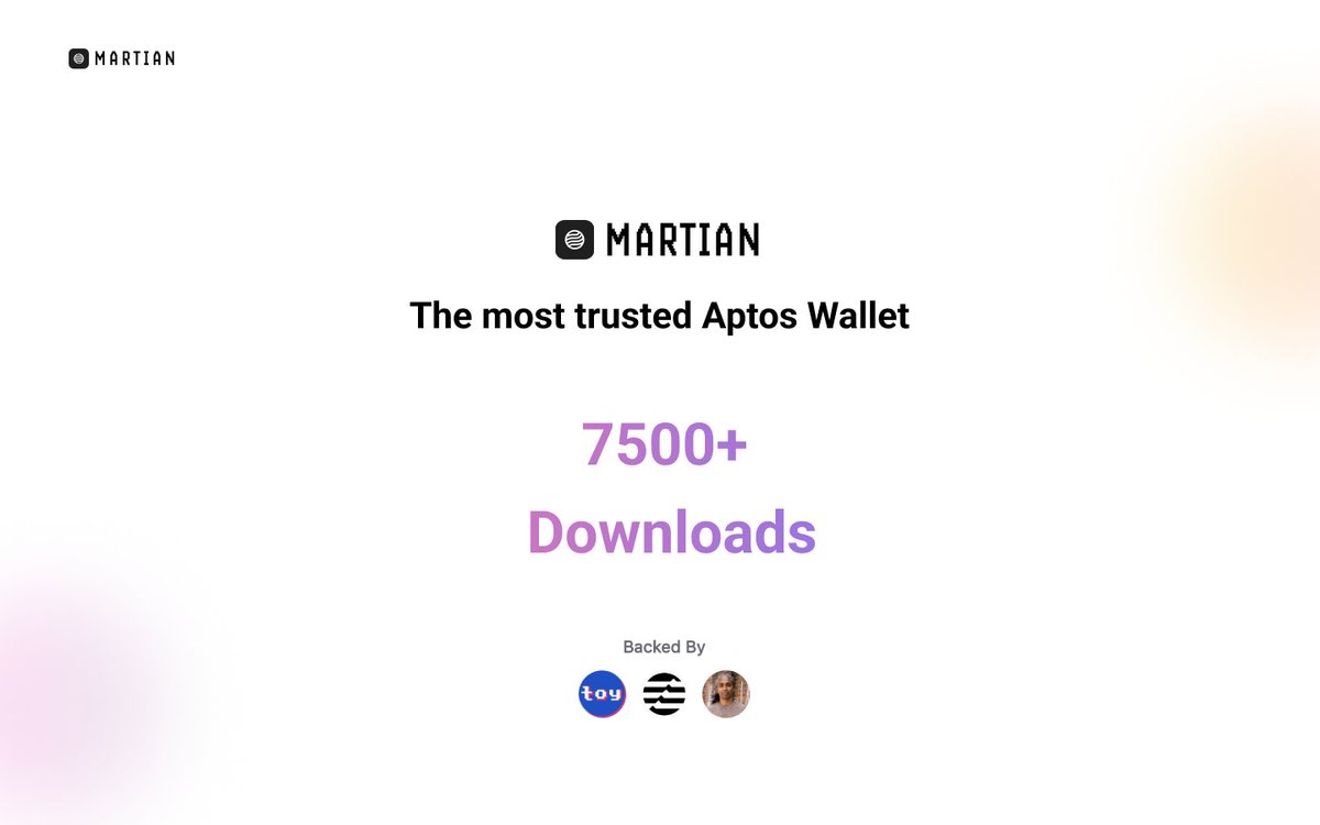 Martian (@martian_wallet) on Twitter photo With the new version of Martian Wallet out, we see a meteoric rise in the no of downloads (7500+).
Download the chrome extension and gear up to explore the <a href="/AptosLabs/">Aptos Labs</a> ecosystem with your fellow Martians!
download here chrome.google.com/webstore/detai… With the new version of Martian Wallet out, we see a meteoric rise in the no of downloads (7500+).
Download the chrome extension and gear up to explore the <a href="/AptosLabs/">Aptos Labs</a> ecosystem with your fellow Martians!
download here chrome.google.com/webstore/detai…