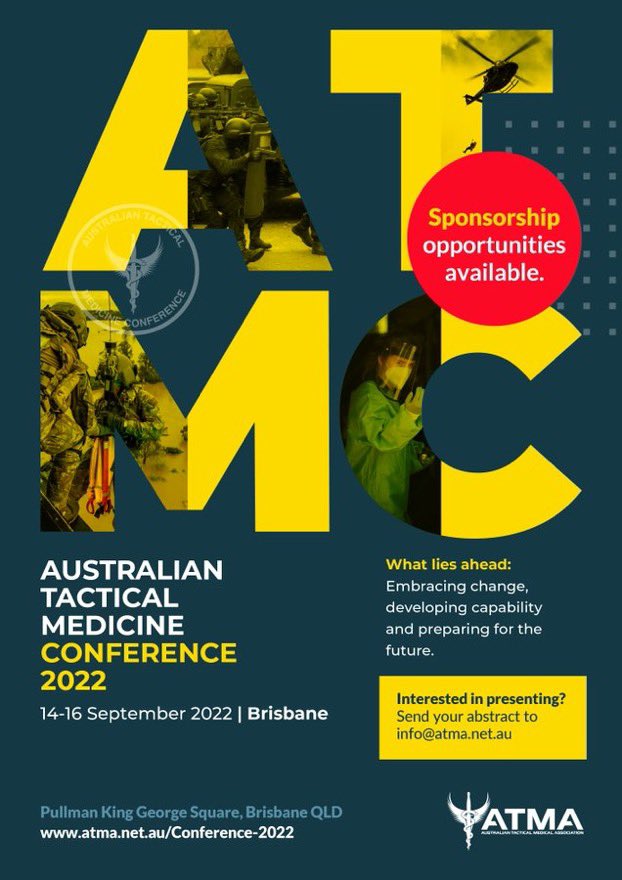 TacticalTrauma (@tactrauma) on Twitter photo Shout out to our <a href="/ATMA_Tactical/">Australian Tactical Medical Association</a> friends. Check out their conference ⬇️ Sept 14-16. atma.net.au/Conference-2022 #TacMed #austeremed #phem #trauma Shout out to our <a href="/ATMA_Tactical/">Australian Tactical Medical Association</a> friends. Check out their conference ⬇️ Sept 14-16. atma.net.au/Conference-2022 #TacMed #austeremed #phem #trauma
