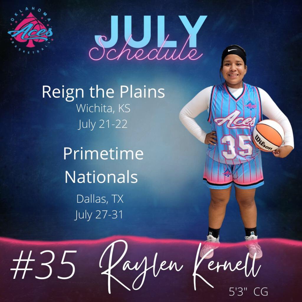 KernellRaylen's tweet photo. My schedule for the last couple weeks of summer!! @OklahomaAcesGBB @SouthmooreWBB https://t.co/WRb8oSVoyA