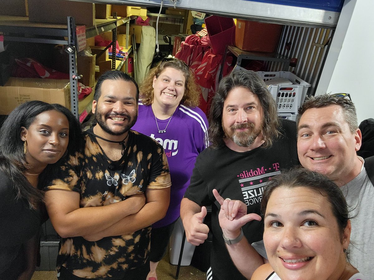 Teamwork is the name of the game when you're taking a huge storage unit and getting the assets into the field. Thanks to all who sweat 😰 w me today! #MagentaTogether #TMobileGoesLocal