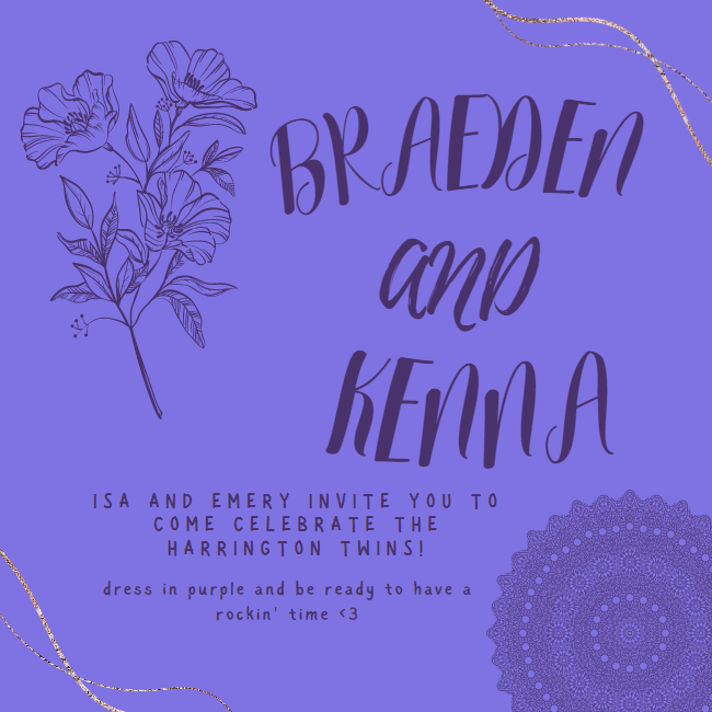 isabqrnes's tweet image. IT'S TIME TO CELEBRATE OUR FAVOURITE HARRINGTONS!!! me and emery cordially invite u all to a party for our faves, make sure to dress in purple and we'll see you all there!!! #braekennabirthdaybash