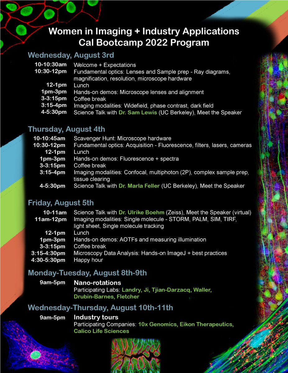 Meagan Esbin (@esbinmeagan) on Twitter photo The Cal Women in Imaging program is set! Talks by the talented <a href="/SamLewisPhD/">S Lewis</a> <a href="/FellerMarla/">Dr. Marla Feller</a> and <a href="/Ulrike_Boehm/">Ulrike Boehm 🔬👩🏻💻</a> + tours to <a href="/EikonTX/">Eikon Therapeutics</a> <a href="/10xGenomics/">10x Genomics</a> and <a href="/calico/">Calico</a>. Sign up today 👇- we have spots open! FREE for students thanks to funding by <a href="/UCB_Biophysics/">Berkeley Biophysics</a> and <a href="/grad_diversity/">Office for Graduate Diversity - UC Berkeley</a> 👩🔬🥼🥽🔬 The Cal Women in Imaging program is set! Talks by the talented <a href="/SamLewisPhD/">S Lewis</a> <a href="/FellerMarla/">Dr. Marla Feller</a> and <a href="/Ulrike_Boehm/">Ulrike Boehm 🔬👩🏻💻</a> + tours to <a href="/EikonTX/">Eikon Therapeutics</a> <a href="/10xGenomics/">10x Genomics</a> and <a href="/calico/">Calico</a>. Sign up today 👇- we have spots open! FREE for students thanks to funding by <a href="/UCB_Biophysics/">Berkeley Biophysics</a> and <a href="/grad_diversity/">Office for Graduate Diversity - UC Berkeley</a> 👩🔬🥼🥽🔬