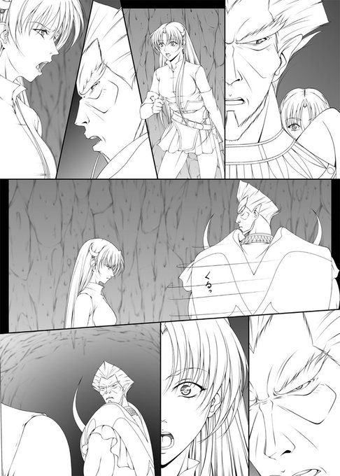 今日の一枚も昔描いた #ワーズワース の18禁同人漫画「がんばれシャロンちゃん3」の作業中の画像。
初期のページの線画完成時の物。
今は背景とかはカラー化の最後に作業するのでこの段階でぼかしたりグラデーション入れたりしないのよね。😶
ちなみにシャロンが小さく見えるけど身長は178cmです…😓 