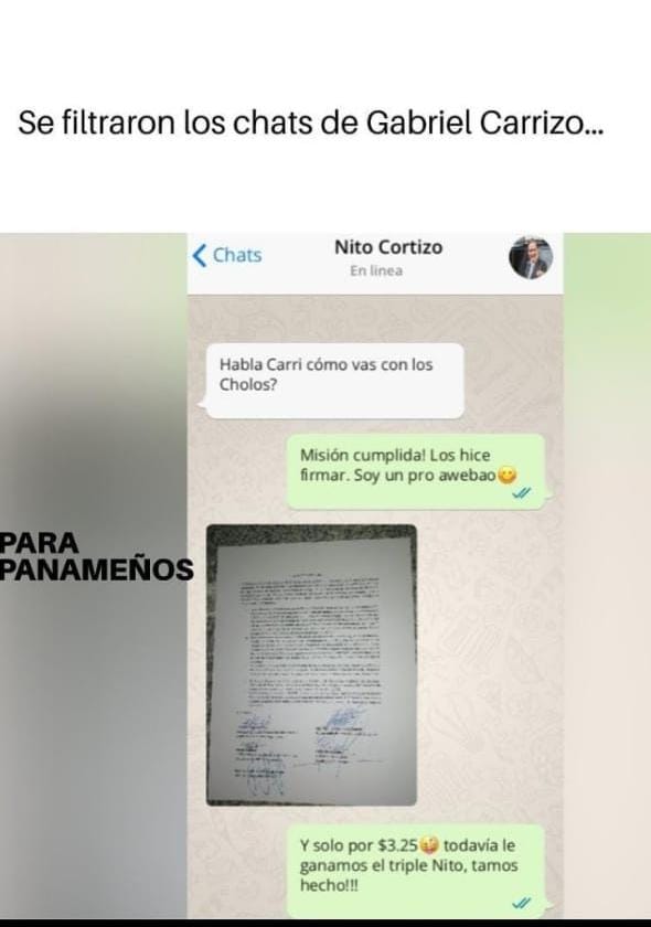 Buena tarde Panamá ES HORA Q EL PRESIDENTE D LA CARA ANTEA Q ESTO SE VUELVA PAN D MOÑO,NO HAY CREDIBILIDAD EN SU MEDIADORES,SALGA Y D LA CARA,QUERIA SER PRESIDENTE BUENO LLEGO LA HORA D TIRAR BESITOS