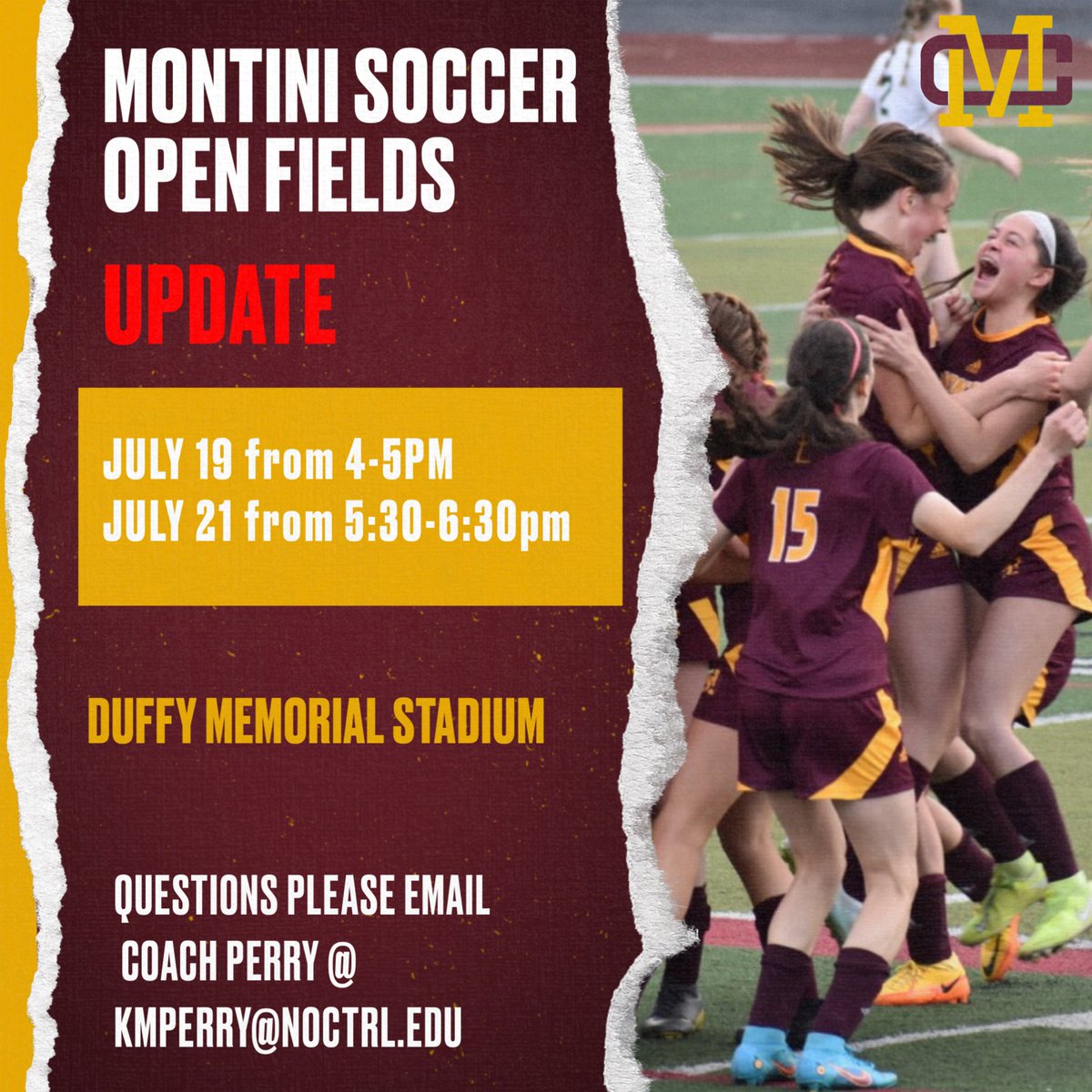 Update! Tomorrow our open field will now be from 4-5pm. Thursday will remain the same. Hope to see you there!