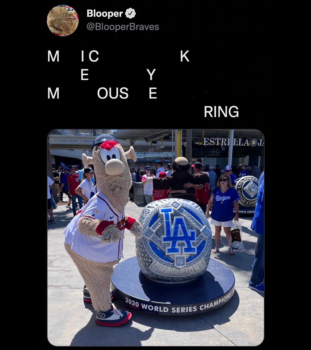 Braves mascot Blooper is sending coded messages 🧐 <a href="/BlooperBraves/">Blooper</a>