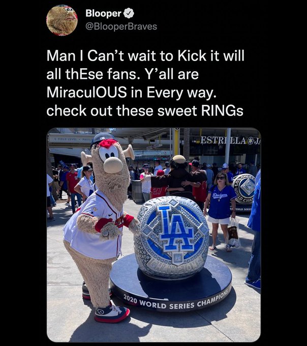 Dodgers News: Braves Mascot Trolls LA 2020 World Series Ring