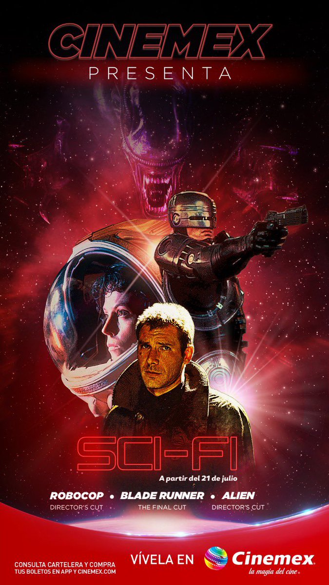 GlucMx's tweet photo. Tú y yo viendo clásicos Sci-Fi en @Cinemex… ¡no lo pienses! 🎥🍿

¿Quién es el director de #Alien y #BladeRuner? Responde correctamente vía DM y llévate un pase doble para este 19 de julio, 19 h. ¡Los dos DMs con la respuesta correcta, ganan! https://t.co/NZWvipdXKw
