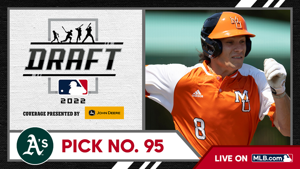 With the 95th pick, the <a href="/Athletics/">Athletics</a> select <a href="/MercerBaseball/">Mercer Baseball</a> outfielder Colby Thomas, No. 95 on the Top 250 Draft Prospects list.

Watch live: atmlb.com/3Ohkb8H