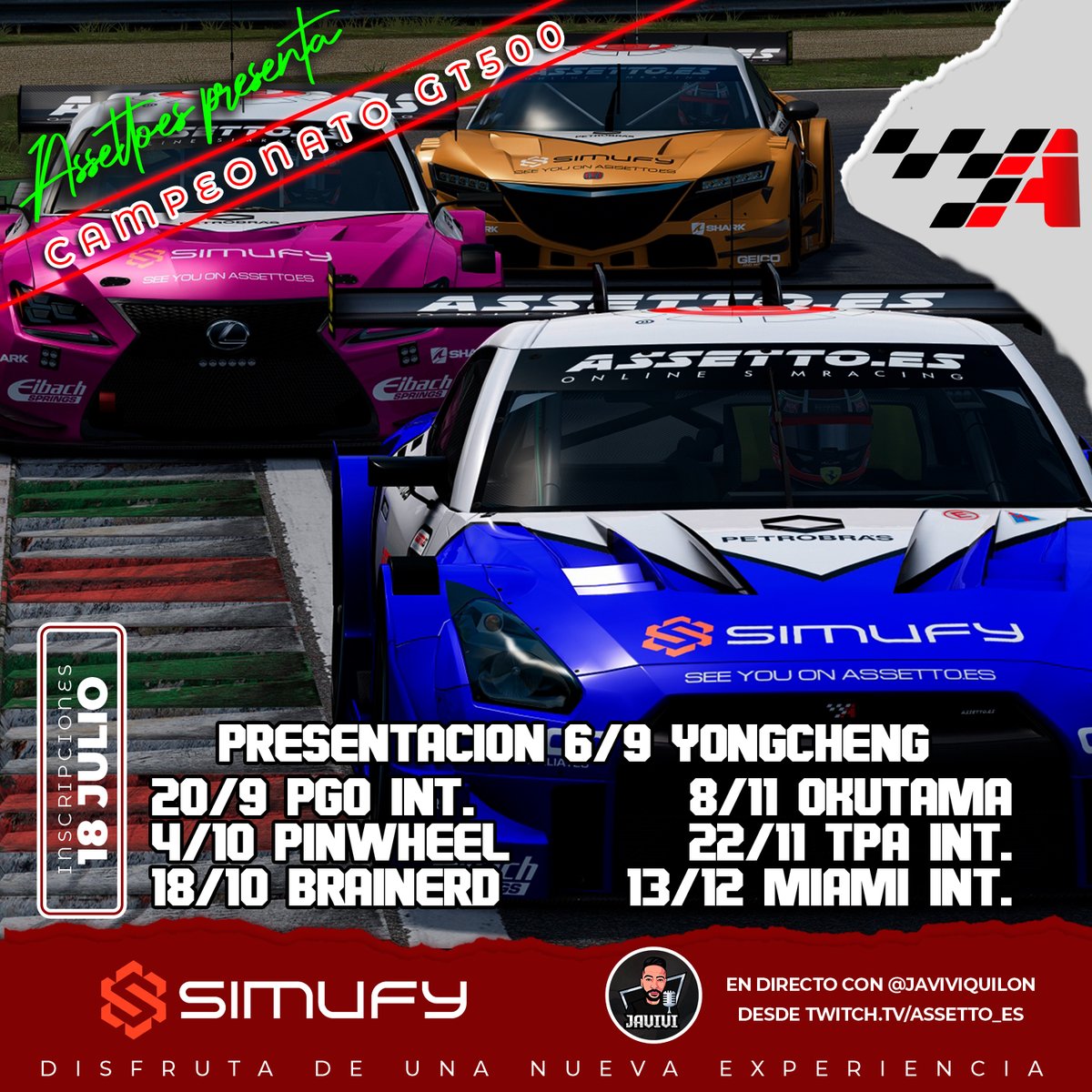 🚨Inscripciones abiertas!!!

👉assetto.es/competiciones/