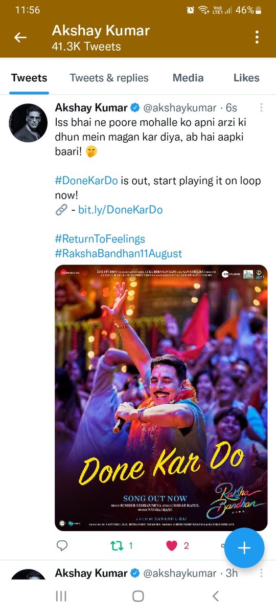 MyTargetAKKI's tweet photo. @akshaykumar 1st RT is mine...🤗

#DoneKarDo 
#ReturnsToFeelings #RakshaBandhan11August https://t.co/u2JgstRIQl