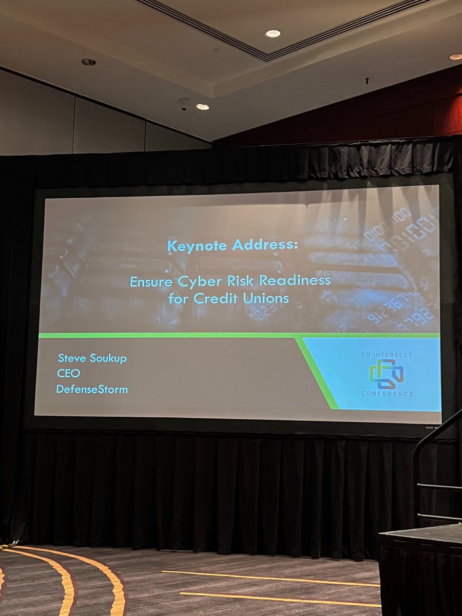 DefenseStorm's tweet photo. Our CEO, Steve Soukup, spoke this morning at #cuintersect addressing how you can ensure Cyber Risk Readiness. If you are at CU Intersect in Houston this week make sure to stop by our booth to connect with us! https://t.co/Ntwe90zXn9