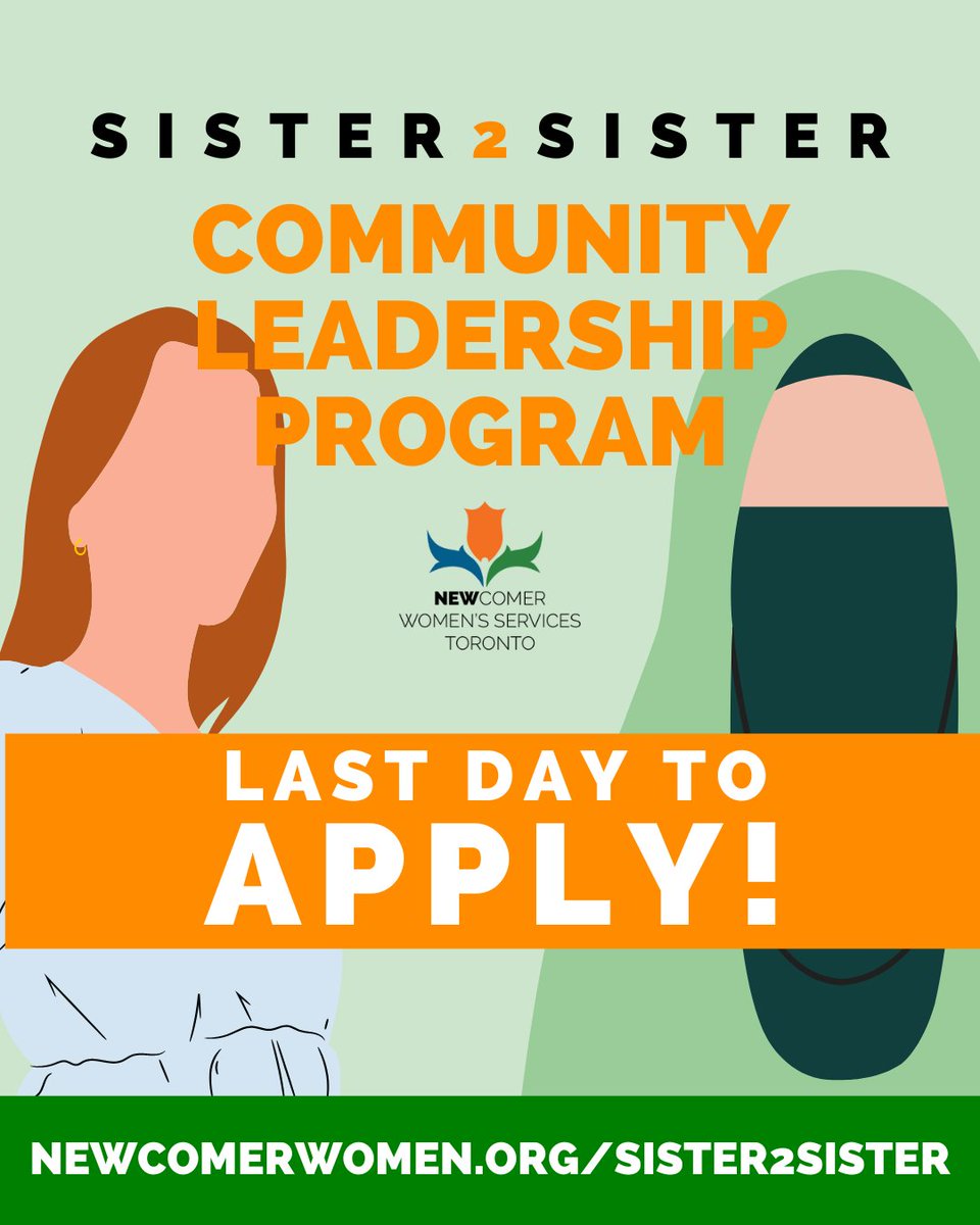 NEW_Employment's tweet photo. Still a few more hours left - get your applications in now for out Sister2Sister Community Leadership Program! You'll go on a self-discovery journey using a strength-based approach to support your integration and leadership development. ☺️🙌

APPLY NOW:  https://t.co/k2ktCK533k https://t.co/zrxjMUbaXd