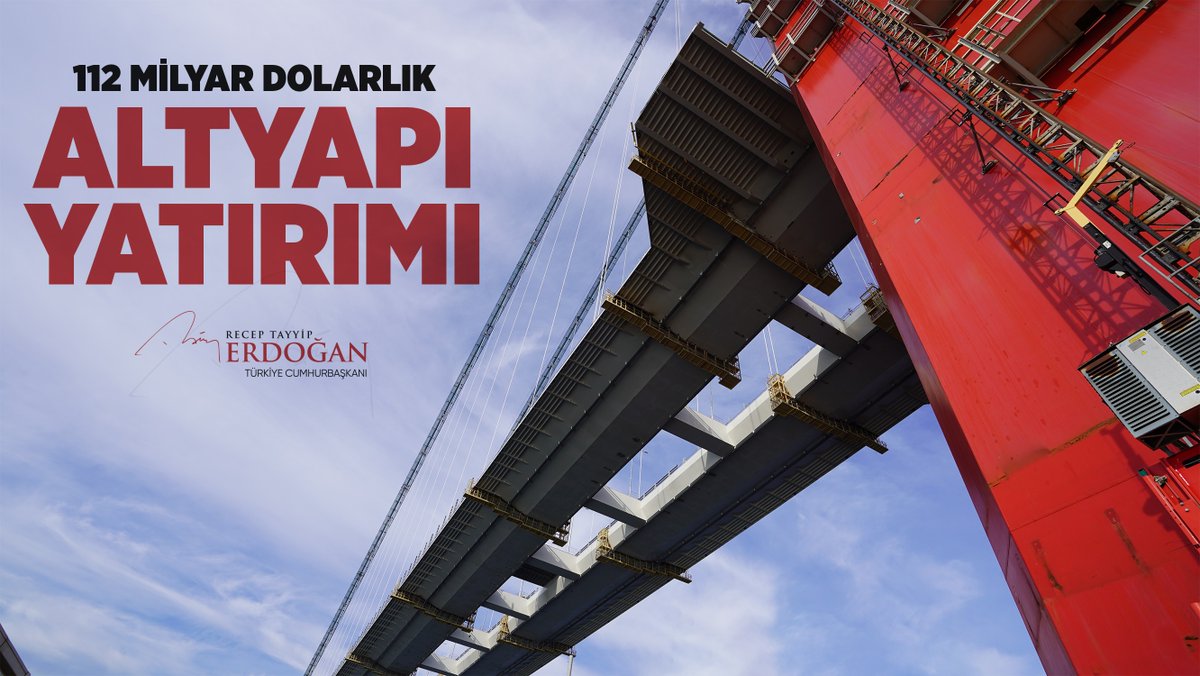 RTErdogan's tweet photo. Yaptığımız 112 milyar dolarlık altyapı yatırımı sayesinde kara yollarımızdaki ulaşım hızı güvenli, konforlu hâle gelirken trafik kazası oranları ve can kayıpları da %82 düzeyinde azalmıştır. 
 
Ülkemize 20 yılda asırlık kalkınma altyapısı kazandırmış olmakla gurur duyuyoruz. https://t.co/CbxqAKDfbW