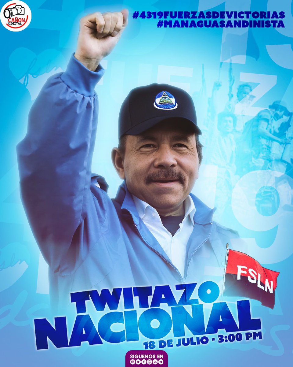 👊Todos a posicionarnos con el twittazo nacional, acá te compartimos nuestras #etiquetas para estas fechas especiales ❤️🖤

#Nicaragua
#SandinoVive
#4319SiempreLibres
#4319FuerzaDeVictorias