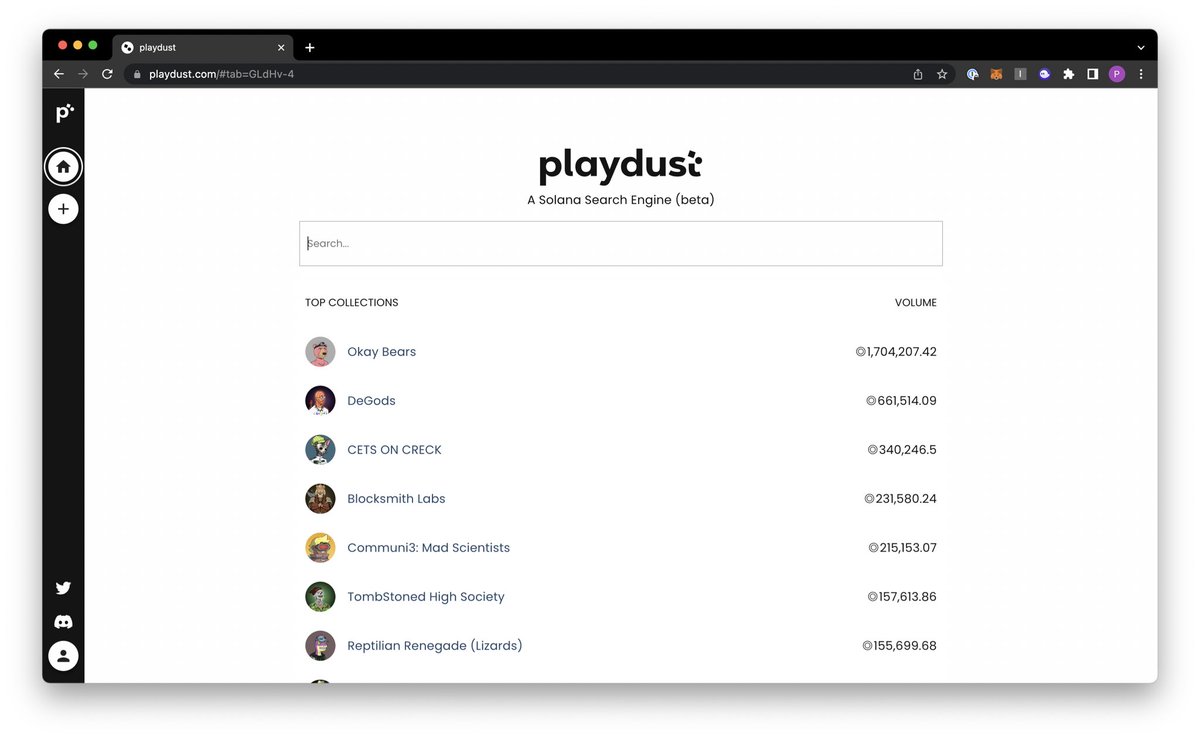 ph101pp's tweet photo. Just  #launched! 🚀🚀

Our @PlaydustNFT MVP is open for testing: https://t.co/8PjaiIYiIn

We built an #NFT search engine for @solana and I’m super proud and excited for everyone to try it!

Read on to learn why we built this and find some of my favorite queries at the end! 🧵👇 https://t.co/YSZ60viMhb