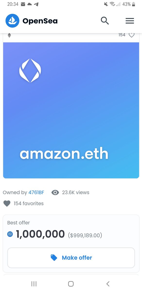 #ens big offer for amazon.eth 1 million usdc... #enssummer is coming 

#ensdomain #ensdomains