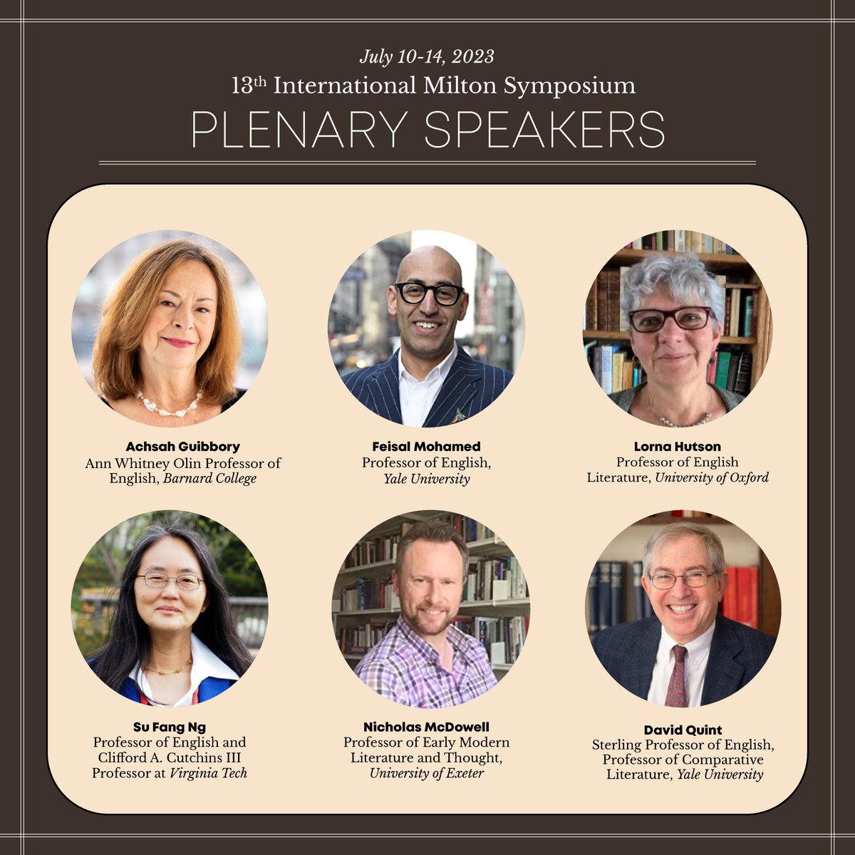 MiltonSymposium's tweet photo. Hey #EarlyModernists! The 13th International #Milton Symposium, July 10-14, will have six plenary speakers: Achsah Guibbory, Lorna Hutson, Nicholas McDowell, Feisal Mohamed, Su Fang Ng, and David Quint!
#IM13 #RenTwitter #emhistory #earlymodern #17thCentury #uoft #johnmilton https://t.co/cngmWDiwWy