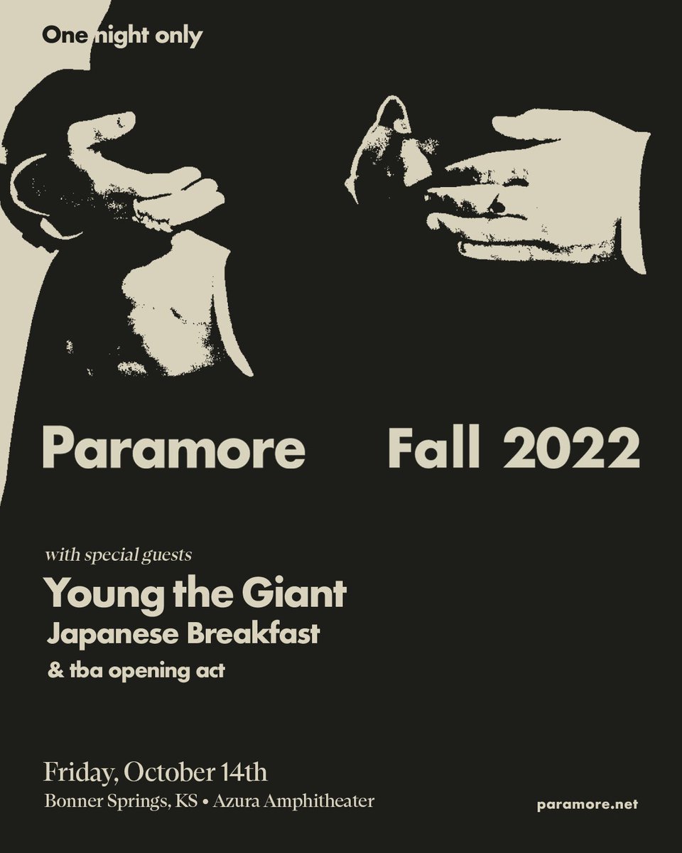 youngthegiant's tweet photo. Kansas! See you in October with our friends @paramore and @Jbrekkie https://t.co/qjN79Y7akQ