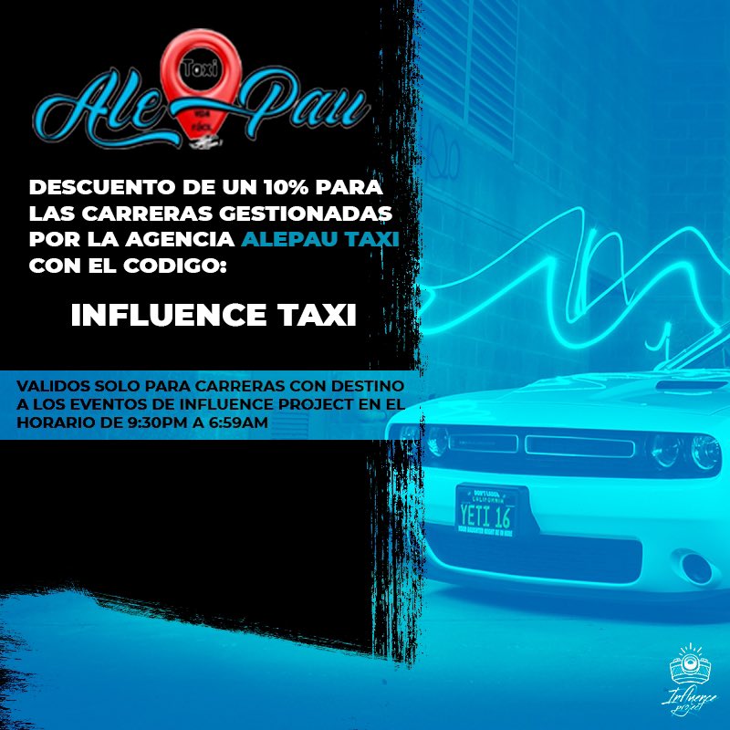 LosDe_Influence's tweet photo. tambien dejarles por aca que si tienen problemas con transporte aqui tienen uno de los grupos de la agencia Ale Pau Taxi https://t.co/bunlK1uCUX

Al pedir un taxi por ahi, apliquen el código: Influence Taxi y obtendran un descuento de un 10%🙀 https://t.co/SAUmLlTpf8