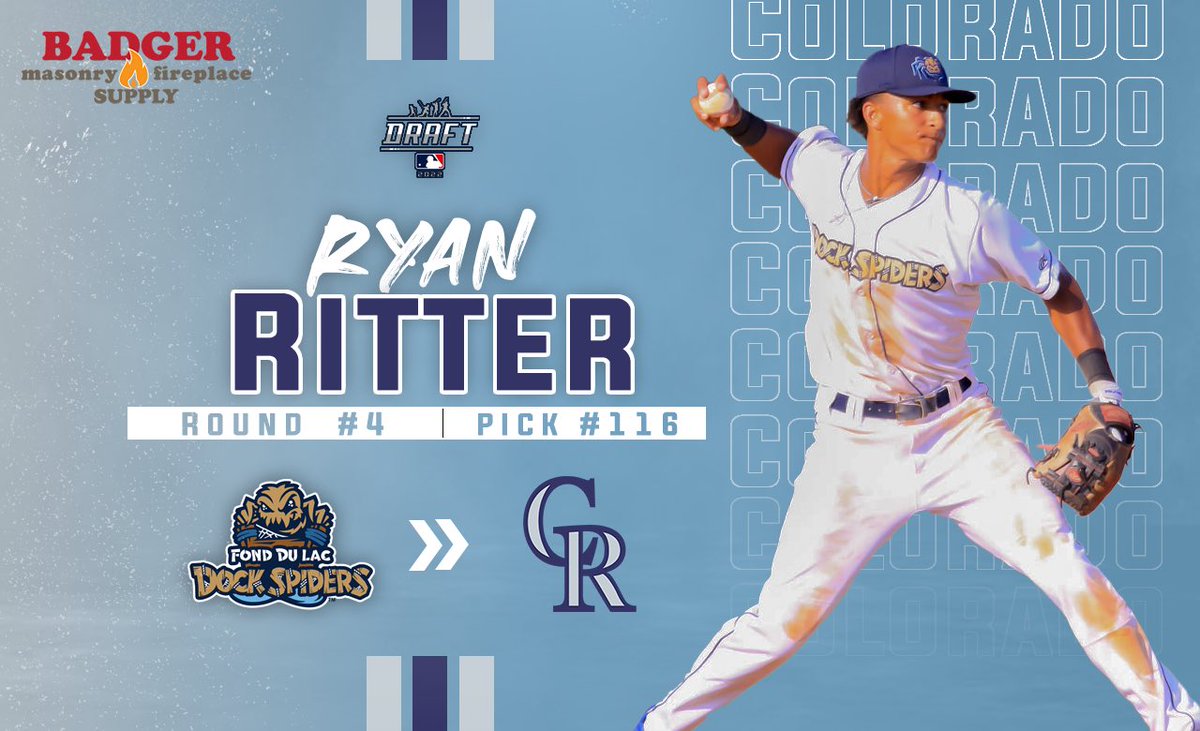 Congratulations to former Dock Spider, <a href="/RyRit47/">Ryan Ritter</a>, on being drafted to the Colorado Rockies!! Best of luck! #SpinTheWeb #FondyPride

2022 Draft Picks presented by <a href="/BadgerMasonry/">Badger Masonry</a>