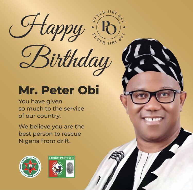 firstladyship's tweet image. For Peter Obi’s 61st Birthday tomorrow, #HappyBirthdayPeterObi #PeterObiAt61 are the hashtags for the all day long event. Join us in making some maddest &amp;amp; sickest noooooooooooise tomorrow.  OBIdients, shut it down!! 🎉🎉💃💃