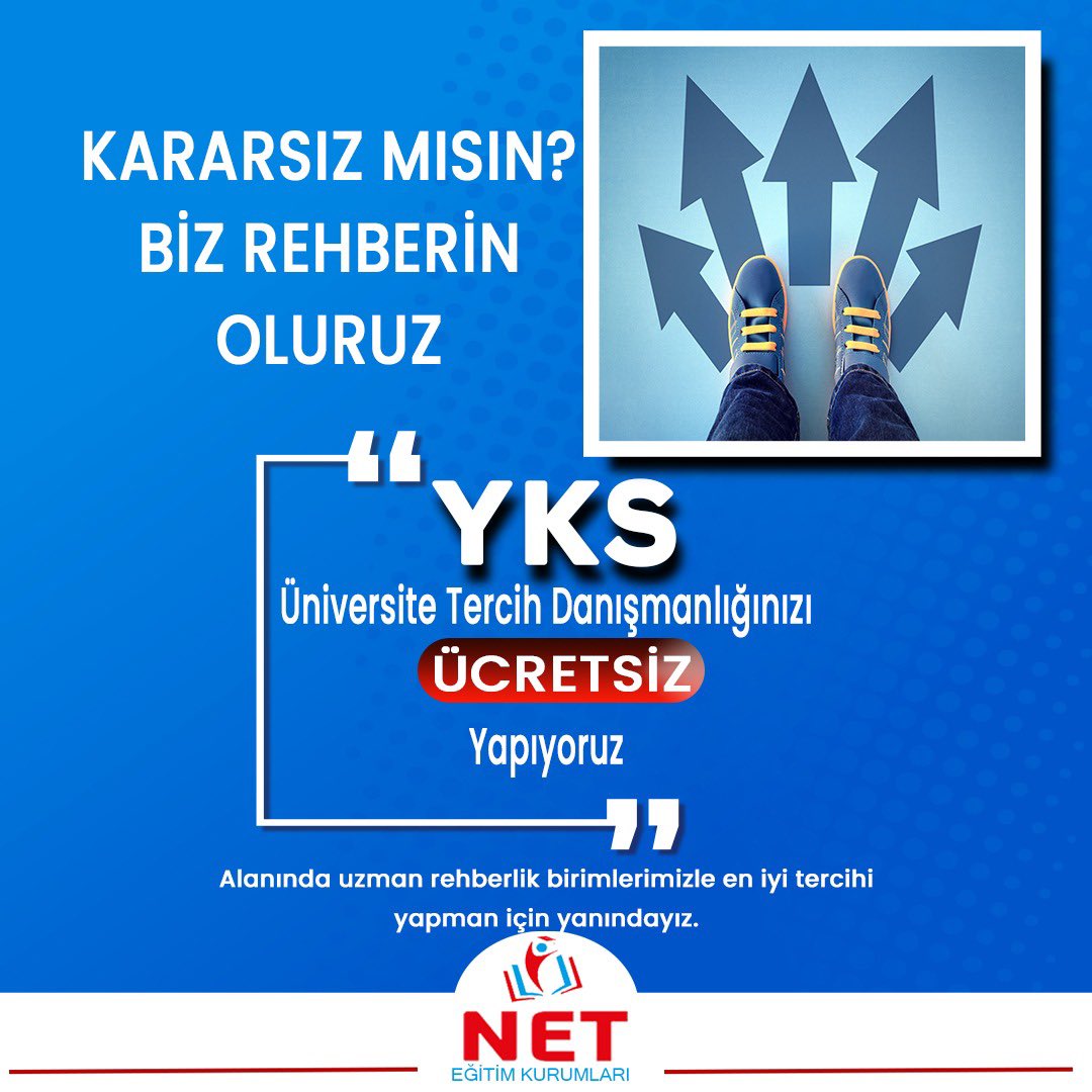 net_egitim's tweet photo. YKS Üniversite Tercih Danışmanlığında yanındayız. 
#tercihdanışmanlığı #üniversitetercihleri #yks https://t.co/BgP4vhu7it