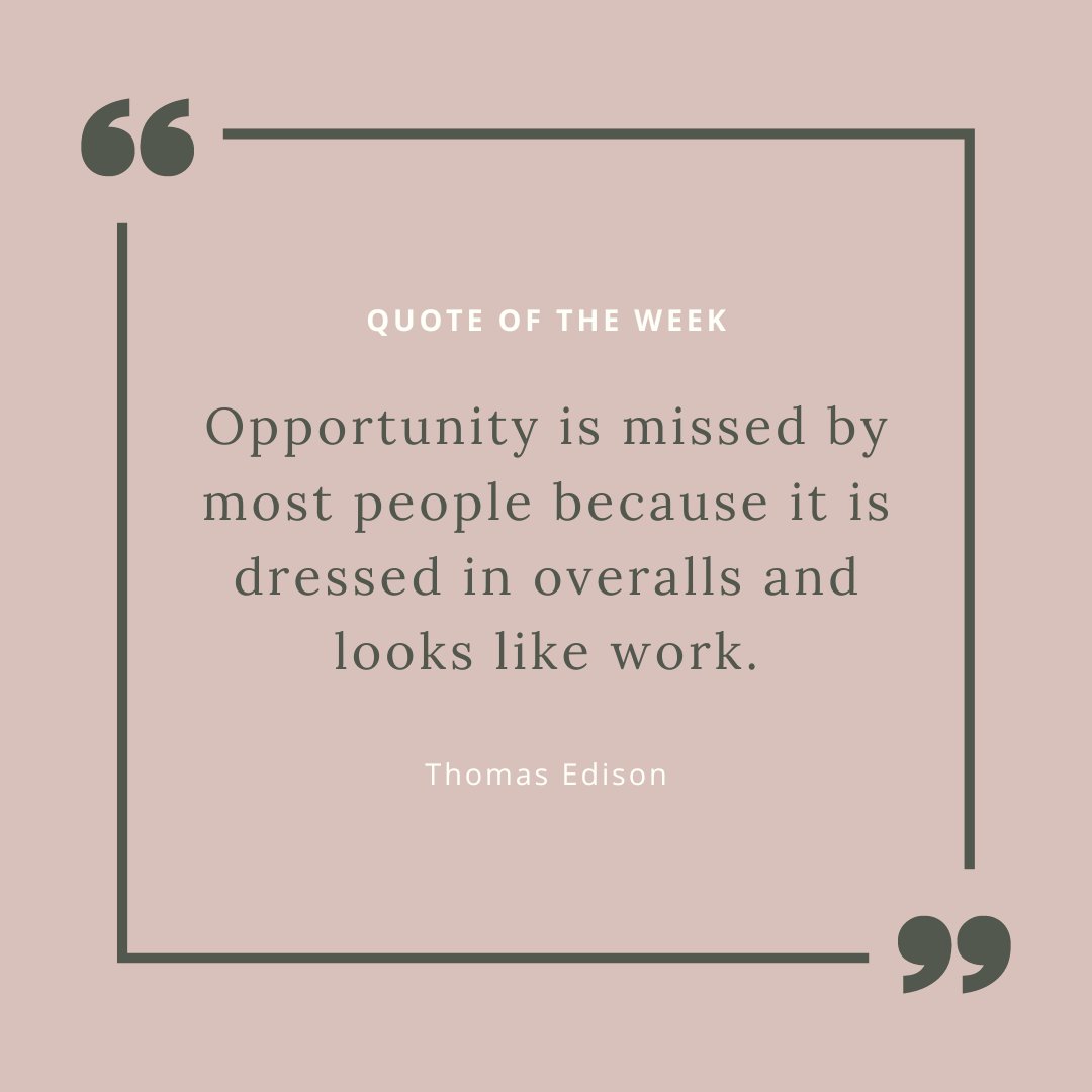 This week's quote! Hard work and opportunity always pays off!