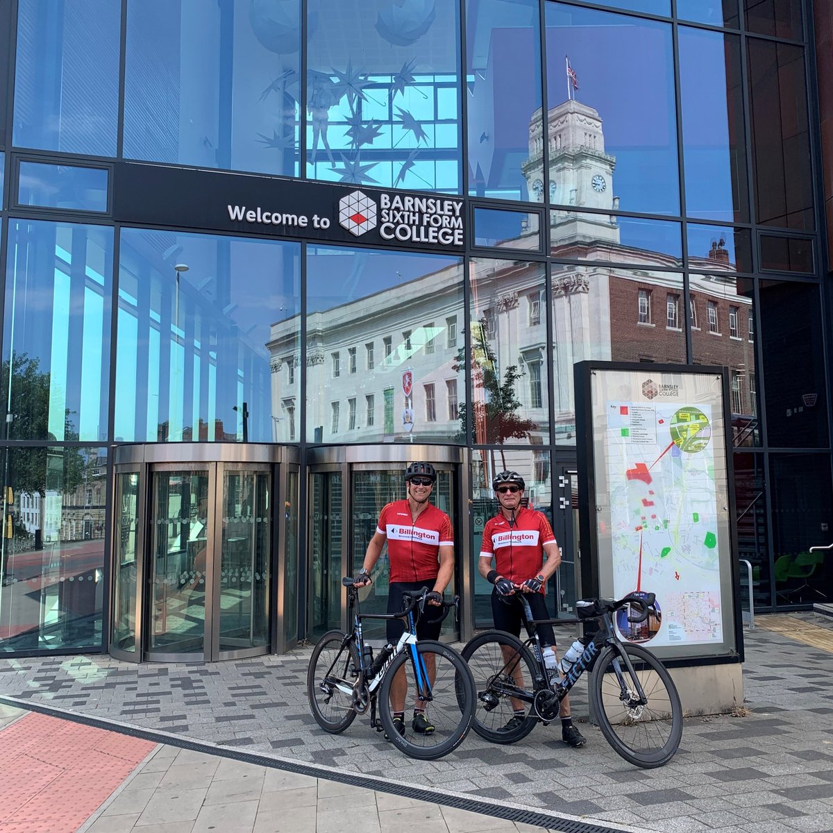 BillingtonSteel's tweet photo. Great visit to @barnsleycollege Sixth Form on Day 1 of @msbillington and @st_billington's charity bike ride!

Working with @BAMConstructUK we provided the structural steelwork for this fantastic project.

To donate please visit https://t.co/PIGot6dTOp https://t.co/F8SCWXsOO6