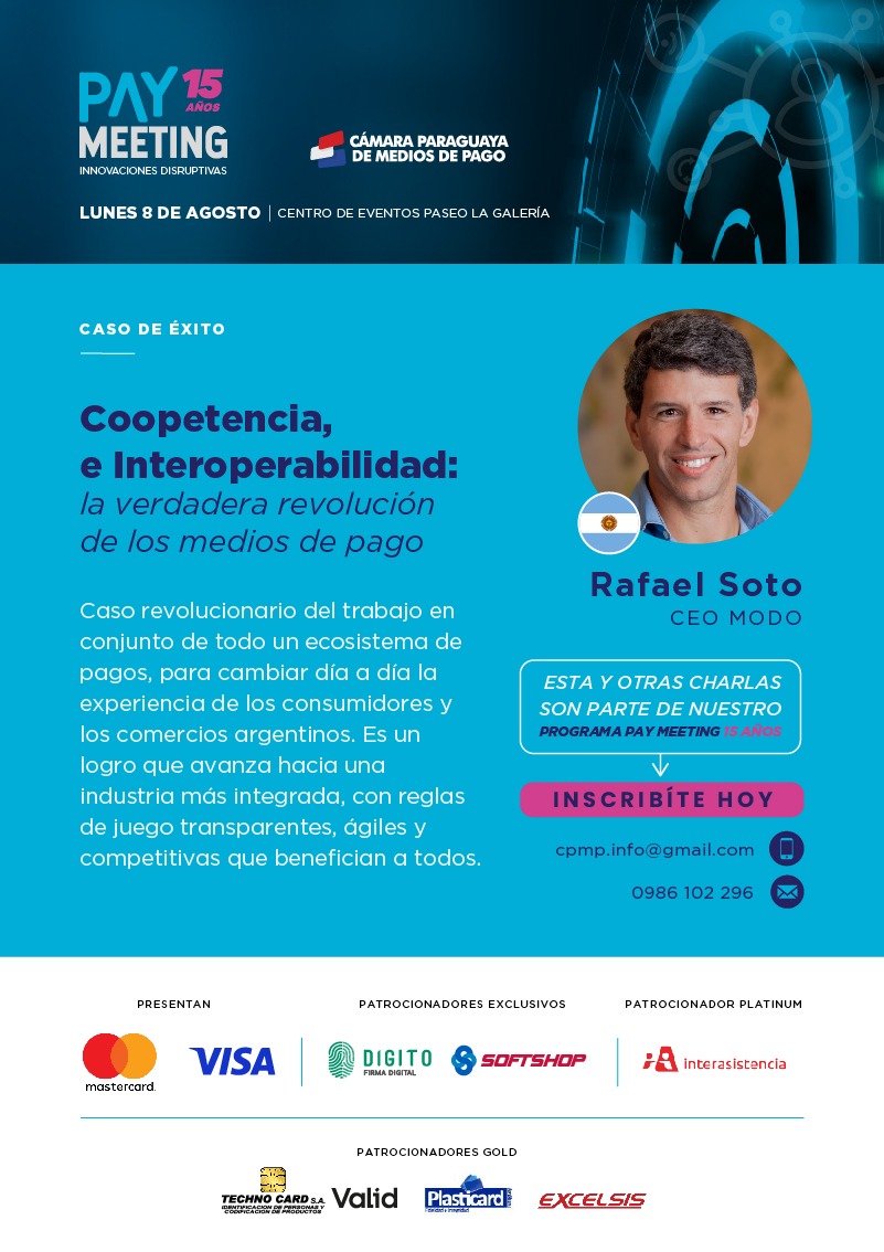 visionsteampy's tweet photo. #visionsteampy 🆙⬇️No te pierdas el principal Seminario de Medios de pago Pay Meeting, el lunes 8 de agosto, a las 8:30 hs en el Centro de Eventos del Paseo La Galeria. Esta charla y otras más son parte de la agenda! 📲🤩 https://t.co/GIMDZLyYGi