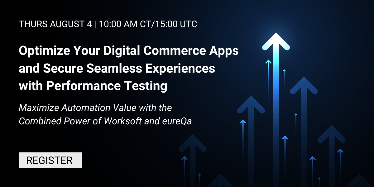 WorksoftInc's tweet photo. In our August 4 webinar at 10:00 a.m. CT/15:00 UTC, we'll explore how leading
digital commerce companies and vendors are using eureQa, a @WorksoftInc company, to drive
efficiency through performance testing for complex applications. Register now: https://t.co/SxbcdwQViY https://t.co/i2VriuGVxP