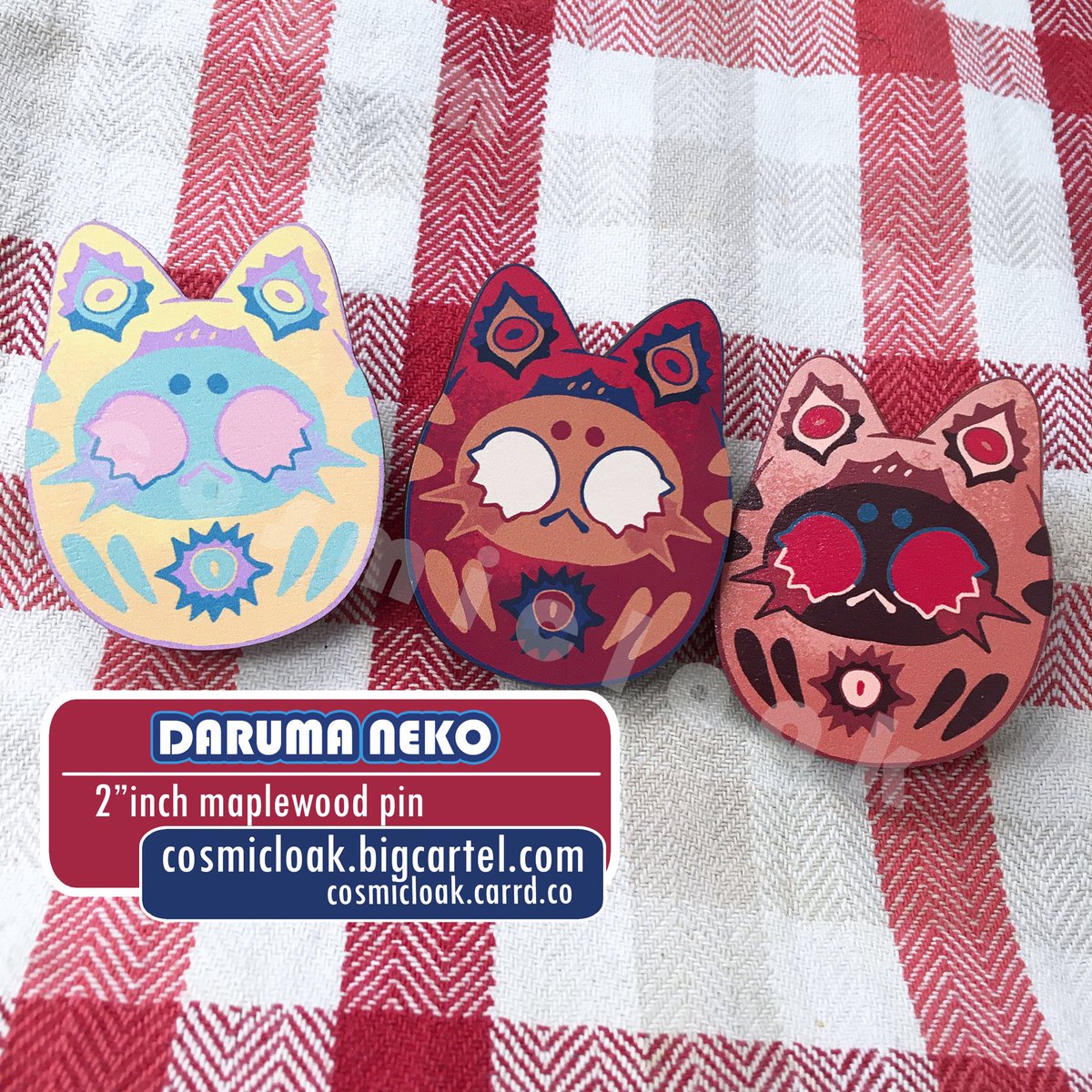 cosmicloak's tweet photo. daruma inspired cat pins available - read 2nd pic for background/how to use

♡more art/sh☀️p 🔗 in reply
 #CatsOfTwitter #MondayMotivation #mondaythoughts #Artist https://t.co/658HCFSv3O