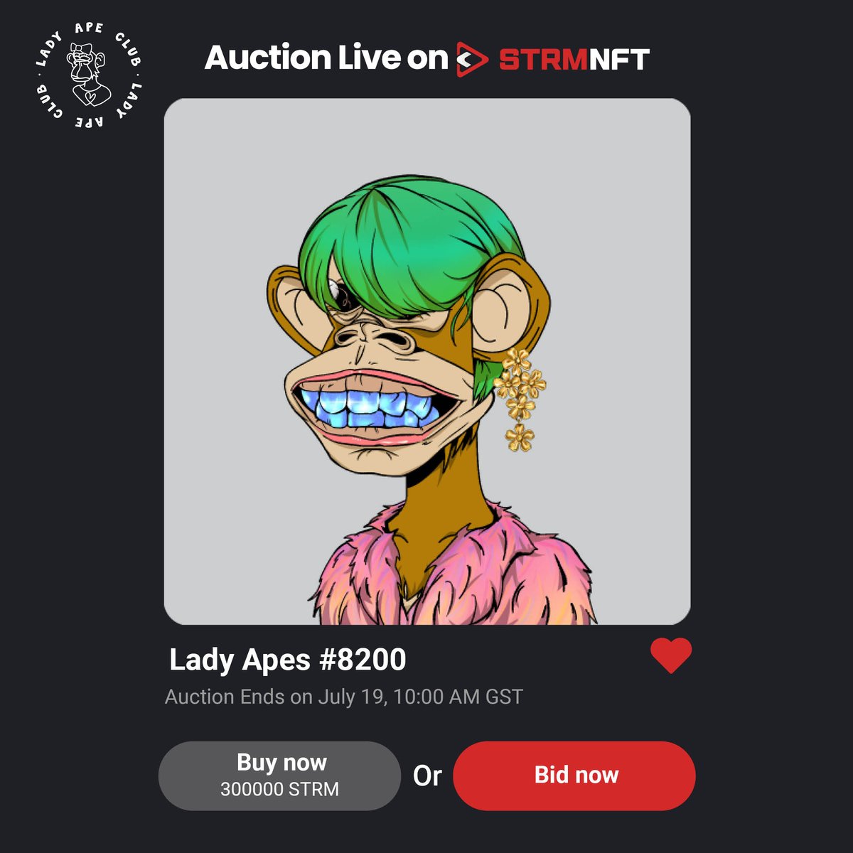 Click to view the Current High Bid:  
strmnft.com/digital/view/1…

#LadyApeClub #STRMNFT #LAC
