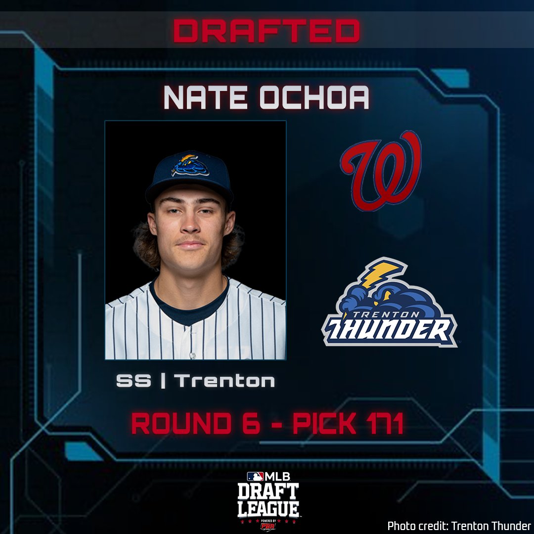Congratulations to @nate_fh13 on being selected by the @Nationals in the #MLBDraft! Ochoa is the #MLBDraftLeague's first selection in the 2022 MLB Draft. #RaiseYourStock | @TrentonThunder